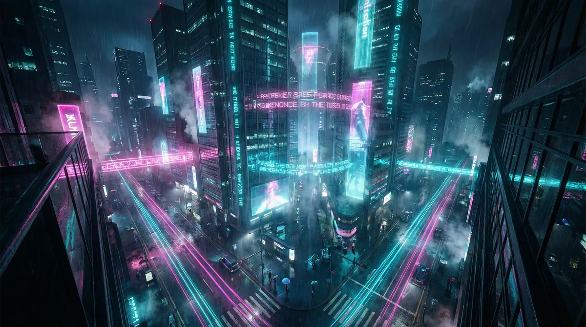 肏屄 竖屏短剧平台首页背景 - 赛博朋克都市夜景